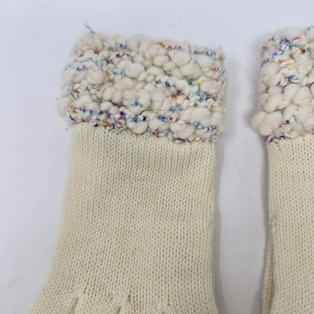 VINTAGE LIZ CLAIBORNE CREAM WOOL BLEND GLOVES BOULCE CONFETTI CUFFS WOMEN OS
